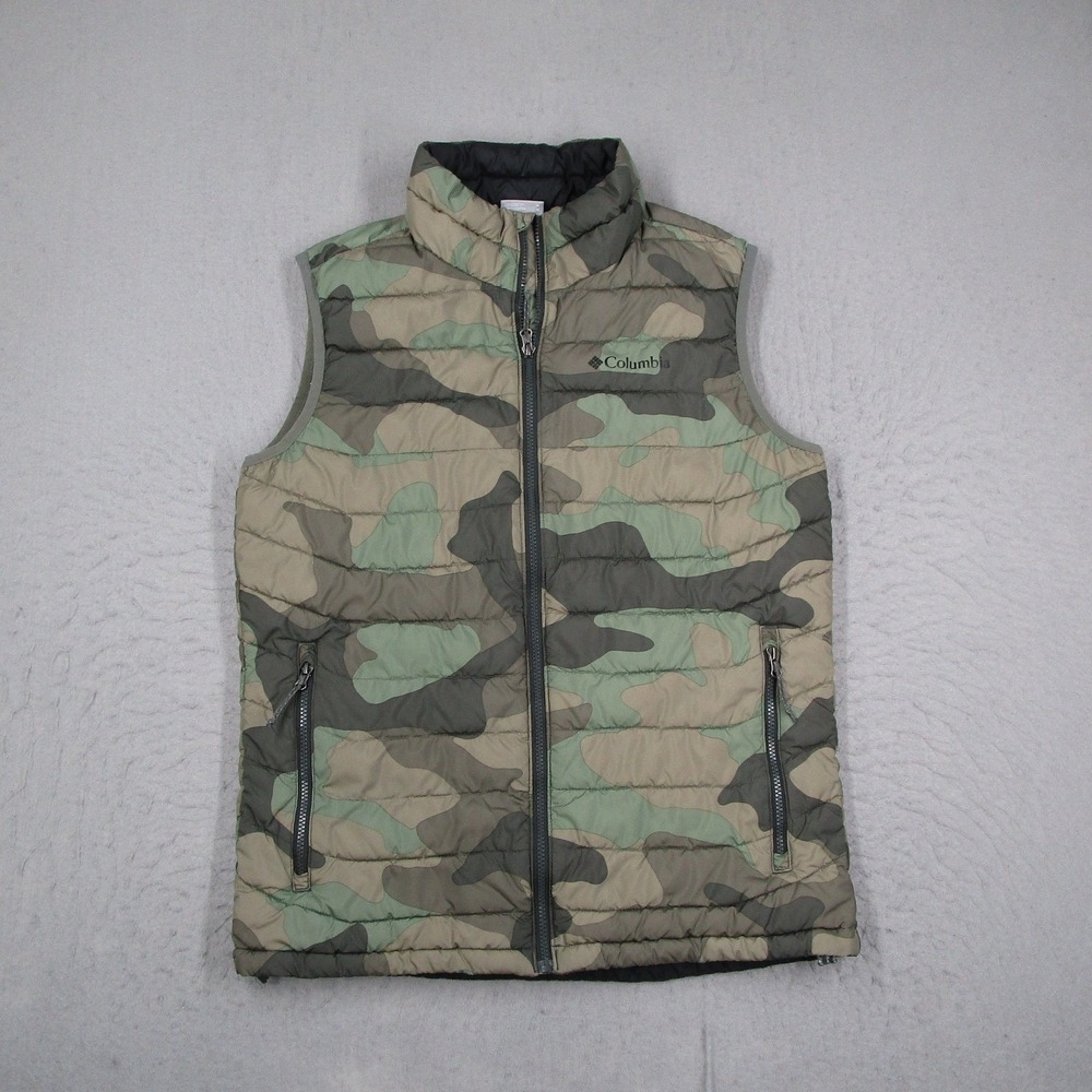 Columbia Mens Omni-Heat Camo Puffer Vest Green Brown Camouflage WO0847 Size M